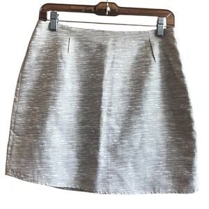 Criss Cross Size Medium woven‎ oatmeal color shimmery lined skirt